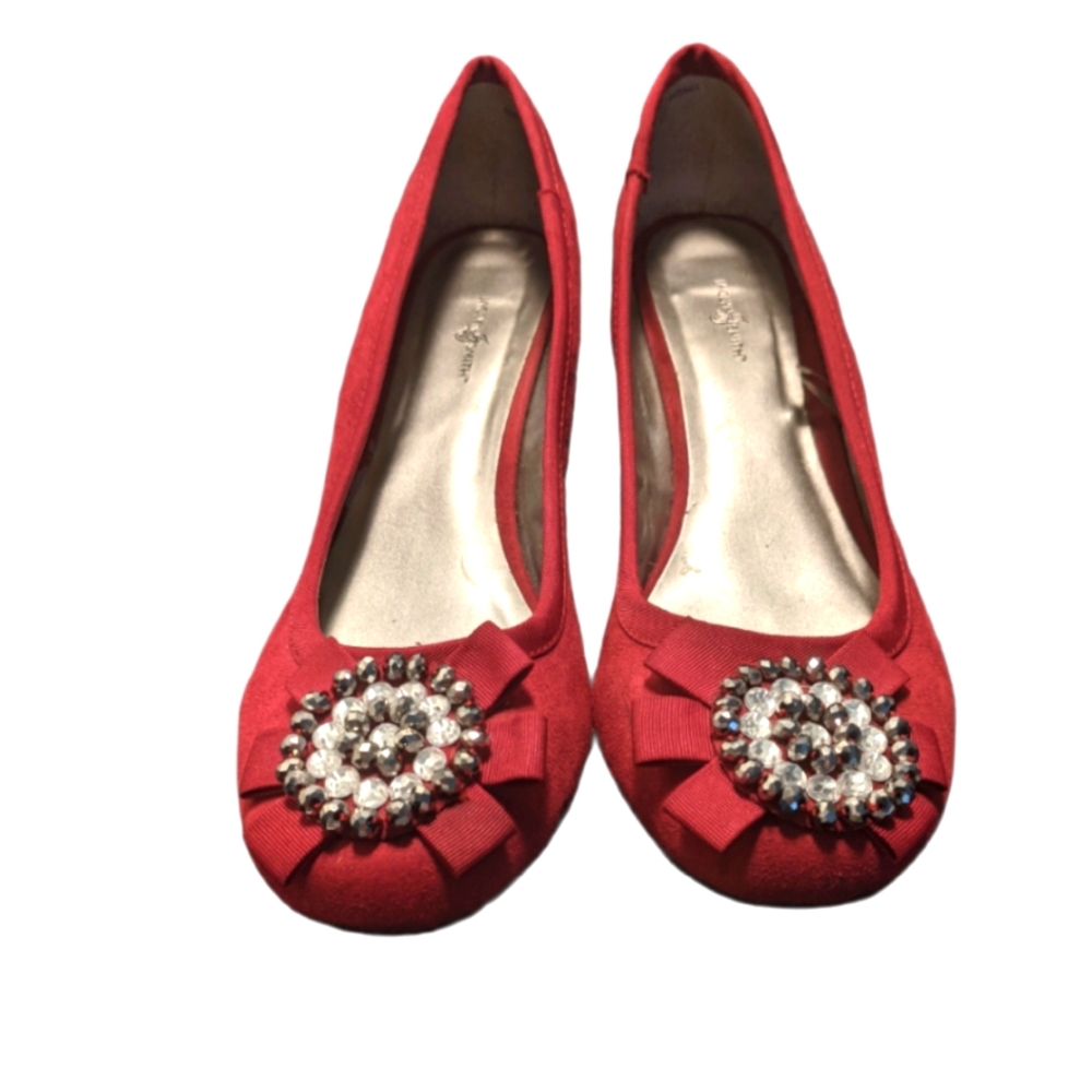 Red Beaded Wedge Shoe